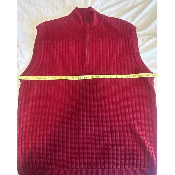 ROBERT TALBOTT Mens 1/4 Zip RED 100% Merino Wool Sweater Vest Italy Sz M - Picture 7 of 8